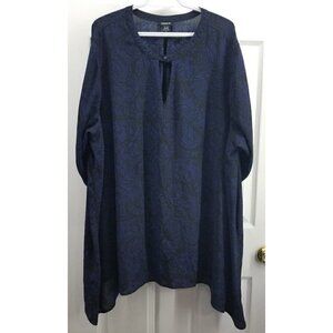 Torrid Blue Black Roll Tab Tunic Blouse Size 4 Shark Bite Hem